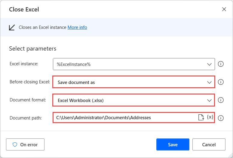 官方截图:关闭 Excel 操作中的将文档另存为选项