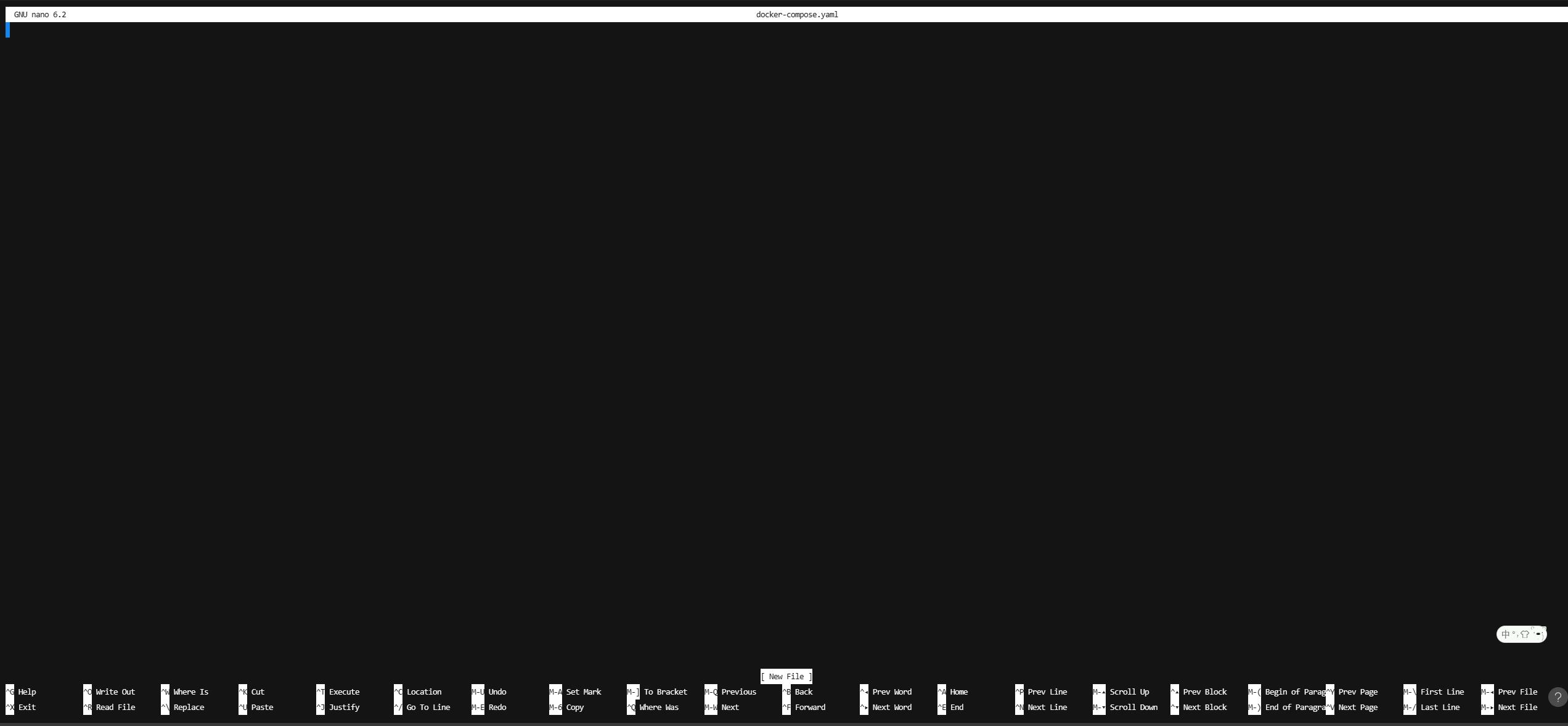 使用 nano 创建 docker-compose.yaml