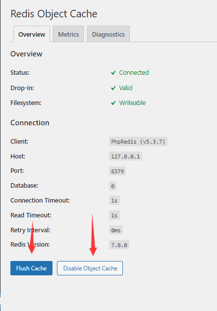 Redis Object Cache 连接状态与缓存管理