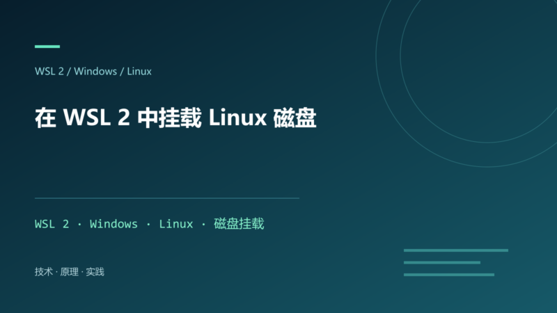 在 WSL 2 中挂载 Linux 磁盘-未完纪