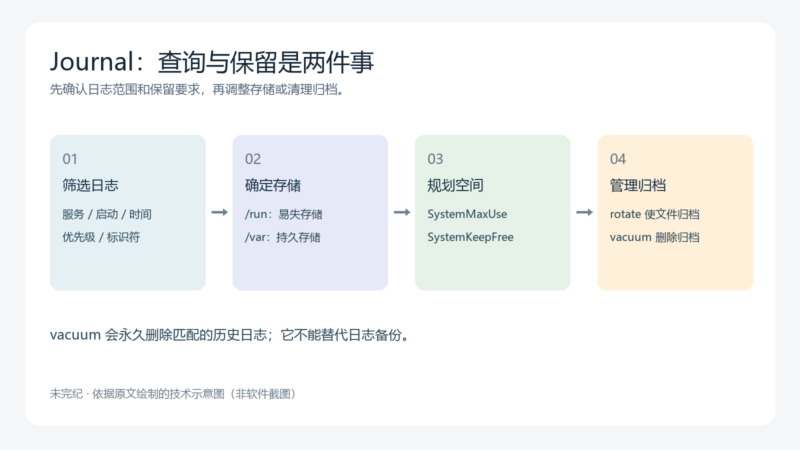 读懂 systemd Journal:日志筛选、离线排障、空间限制与命名空间-未完纪