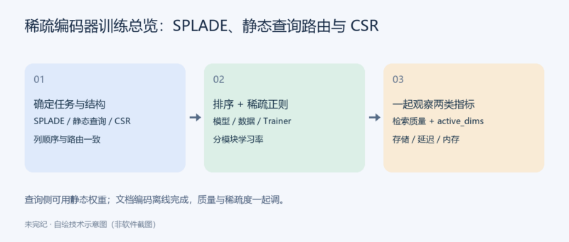 稀疏编码器训练总览:SPLADE、静态查询路由与 CSR-未完纪