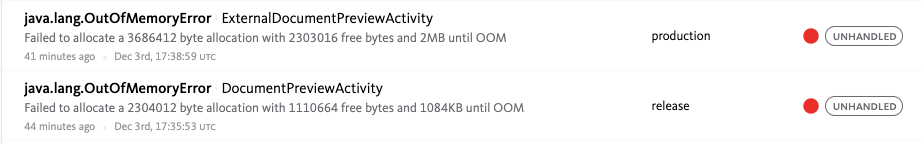 原文的 OutOfMemoryError 报告;OOM 本身不能独立证明存在内存泄漏
